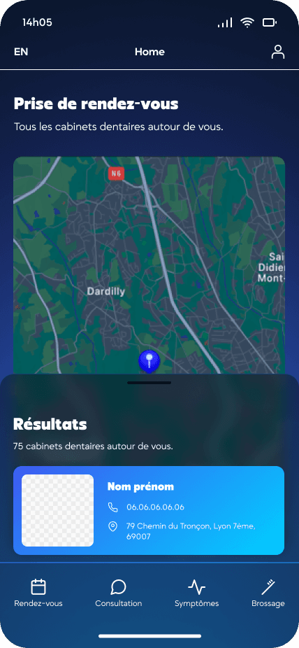 Cabinets dentaires et services d'urgence à proximité