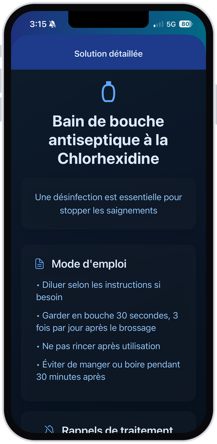 App MouthCare, bain de bouche antiseptique, mode d'emploi