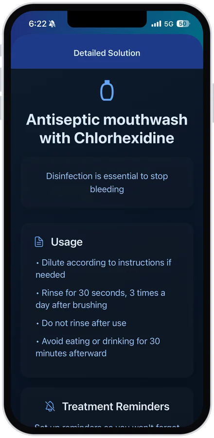 MouthCare app, antiseptic mouthwash, how to use