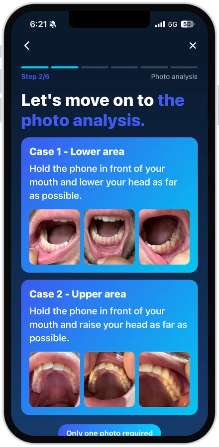 MouthCare app, guided photo instructions